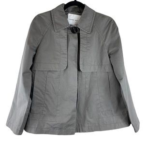 Zara Womens Basic Outerwear Big Button Short Trench Coat Gray Sz M